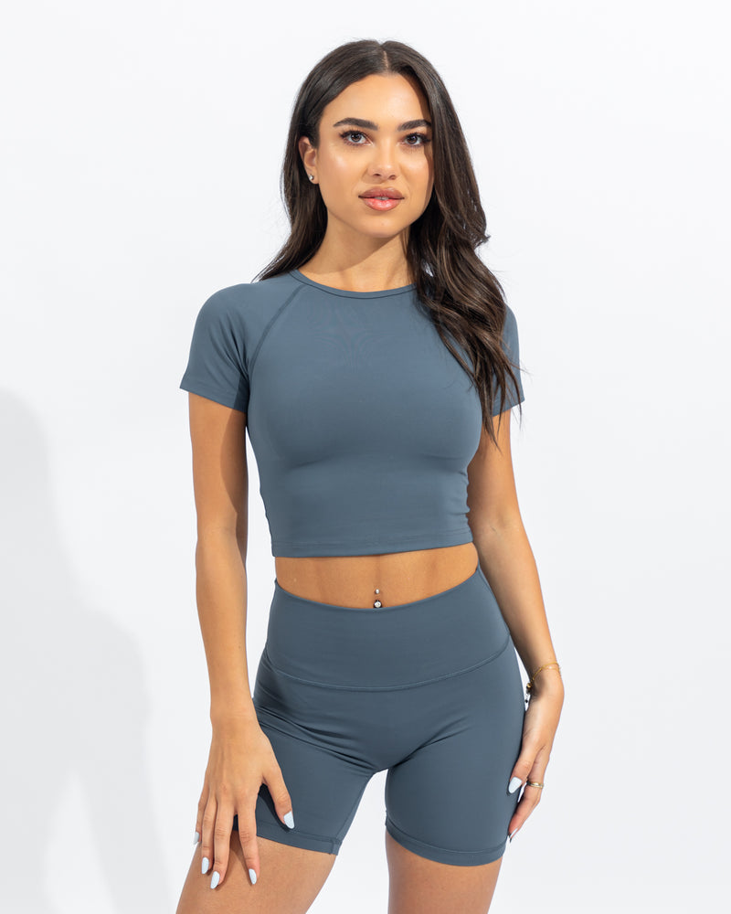 Power Crop Tee - Midnight Blue