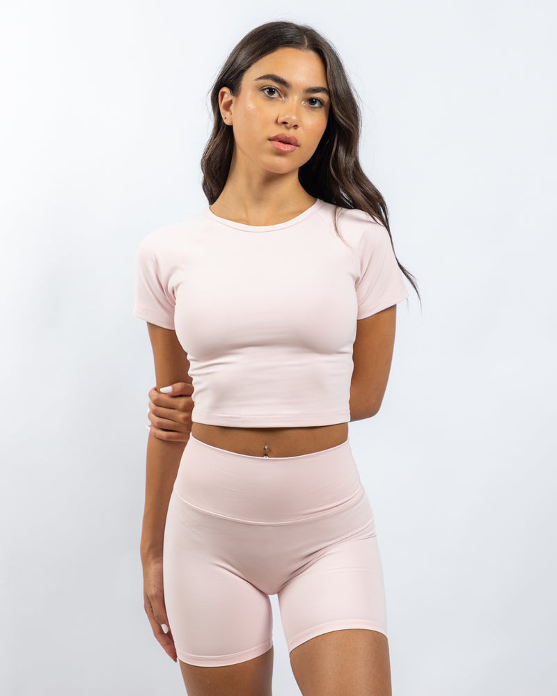 Power Crop Tee - Rosy Cloud