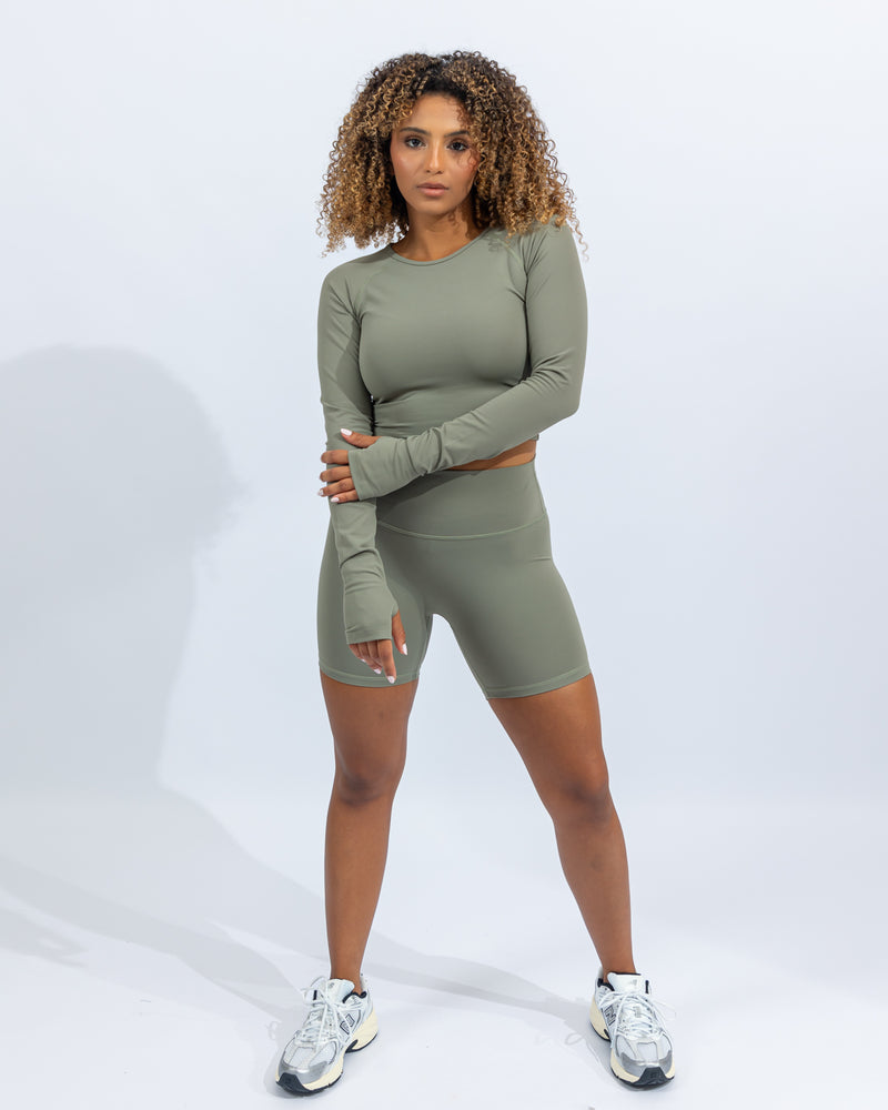 Power Long Sleeve Crop Top - Mint