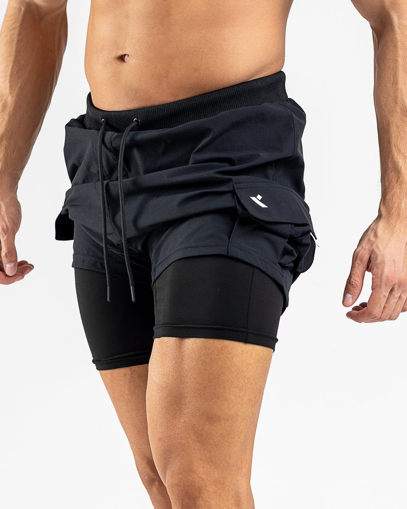 Icon 2-in-1 Cargo Shorts-Black