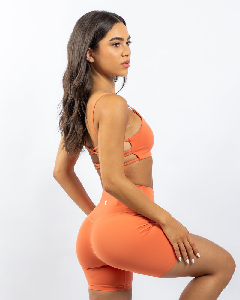 Power Criss Cross Bra - Coral