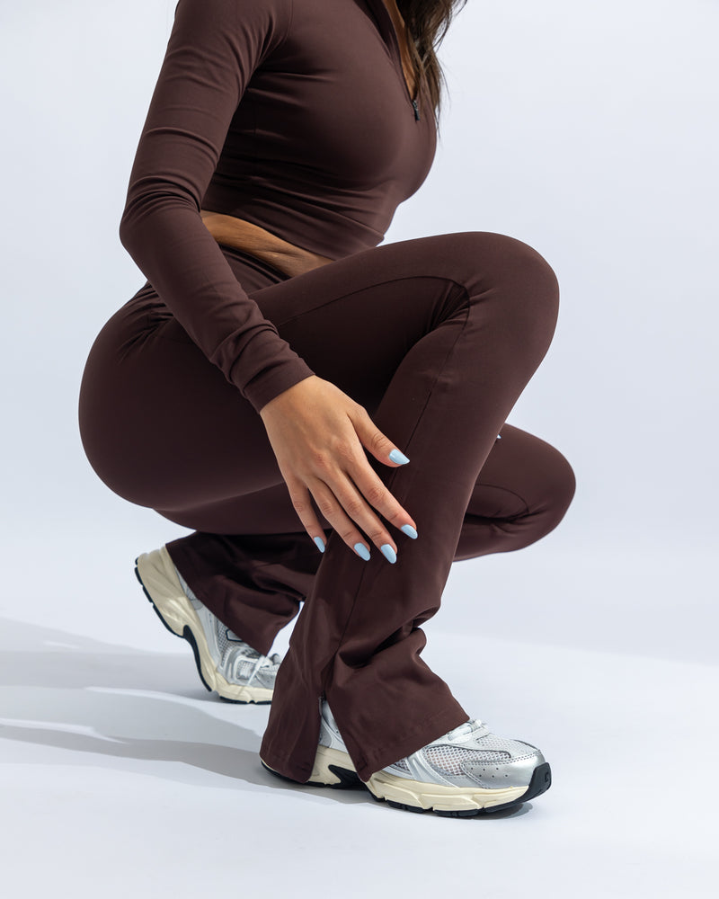 Power Classic Split Hem Leggings - Coffee