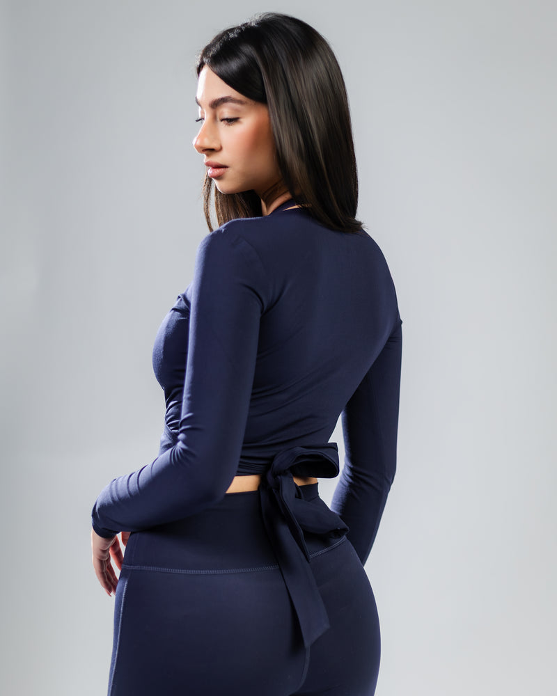 Elevate Wrap Top-Ink Blue