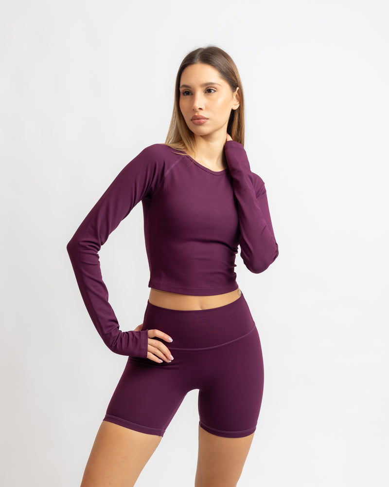 Power Long Sleeve Crop Top - Grape