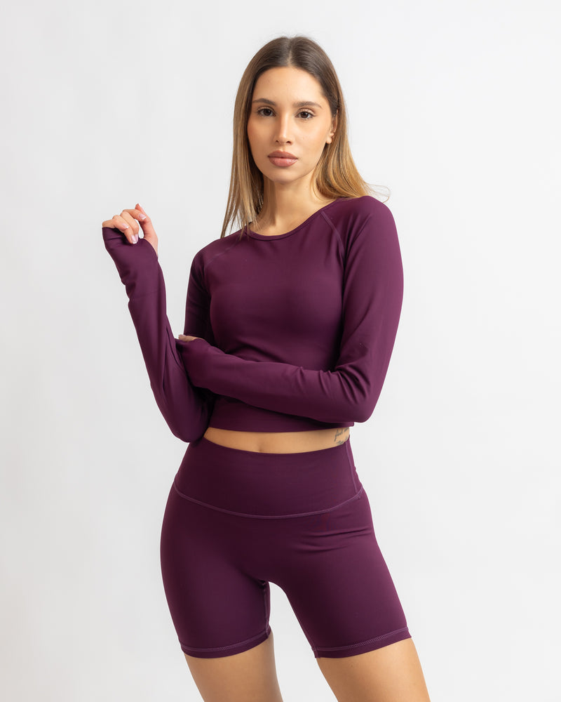 Power Long Sleeve Crop Top - Grape