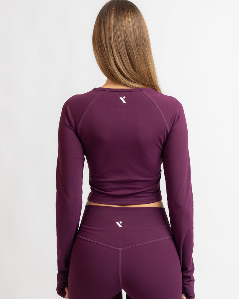 Power Long Sleeve Crop Top - Grape