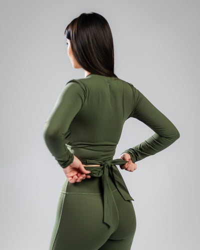 Elevate Wrap Top-Dark Green