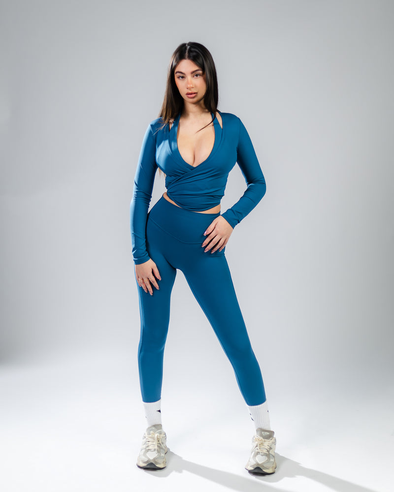 Elevate Wrap Top-Turquoise
