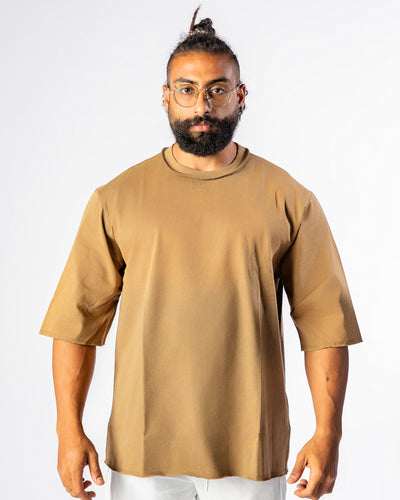 React Oversized Tee-Dark Brown