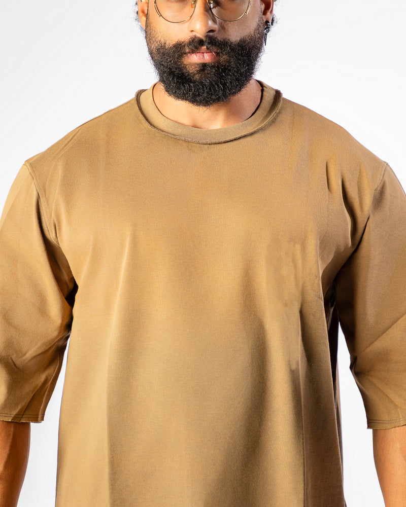 React Oversized Tee-Dark Brown