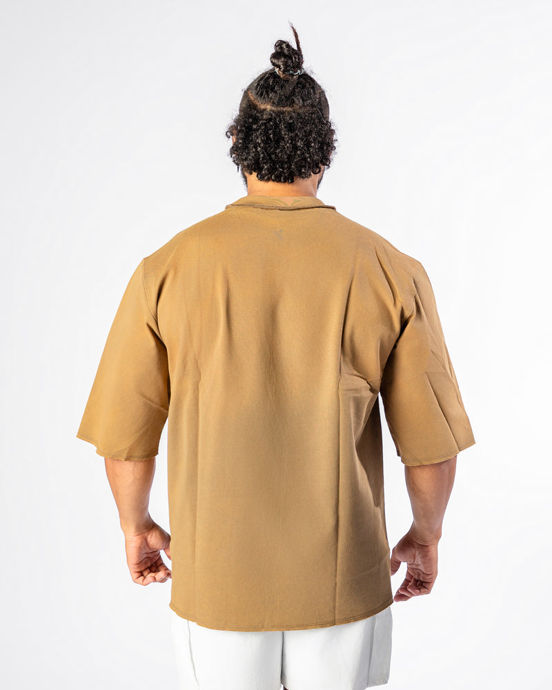 React Oversized Tee-Dark Brown
