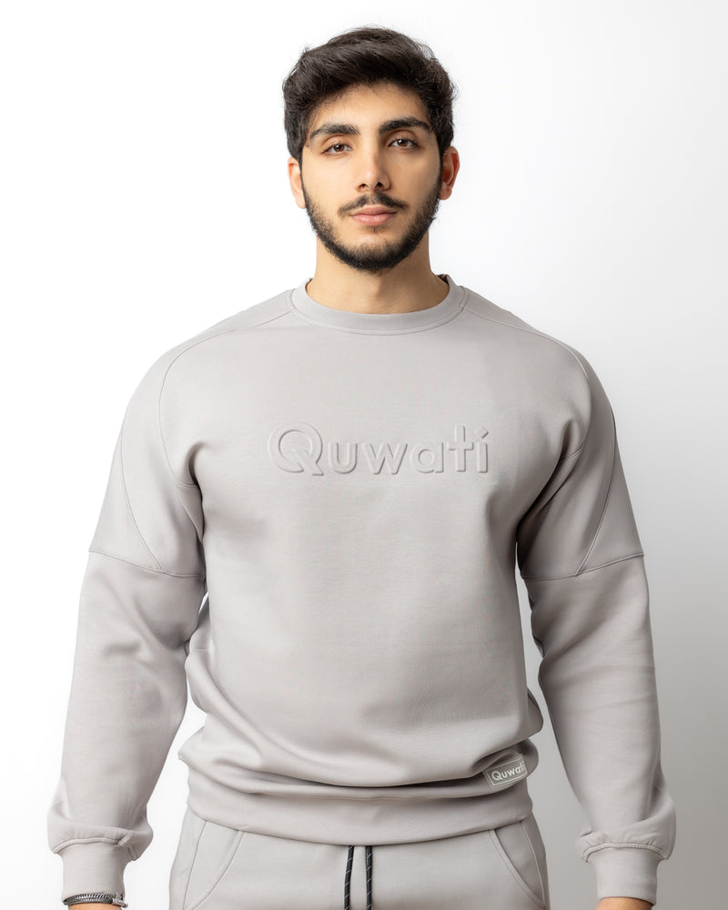 Shield Men Long Sleeve Pullover - Light Grey